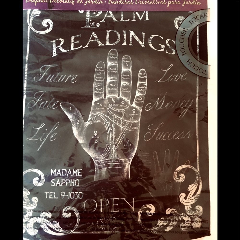 Halloween Palm Reading Sign Small Garden Flag Fate